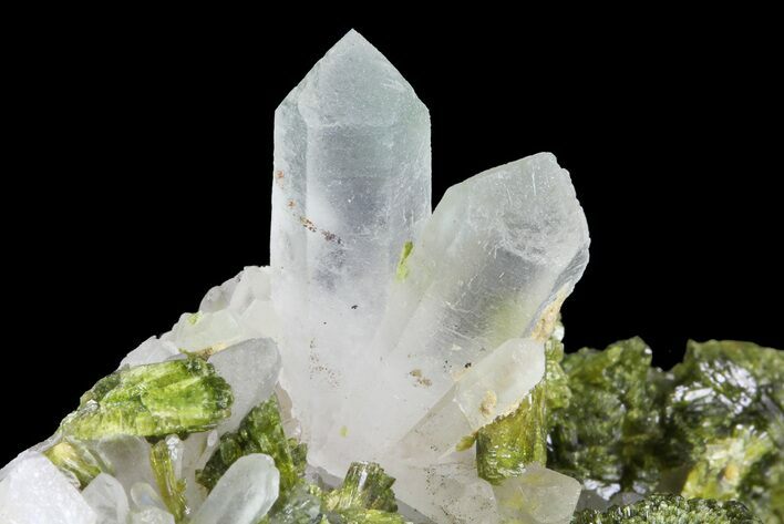 Lustrous Epidote with Quartz Crystals - Morocco #84336